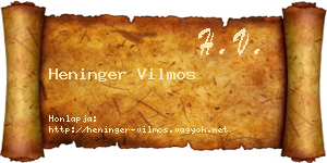 Heninger Vilmos névjegykártya